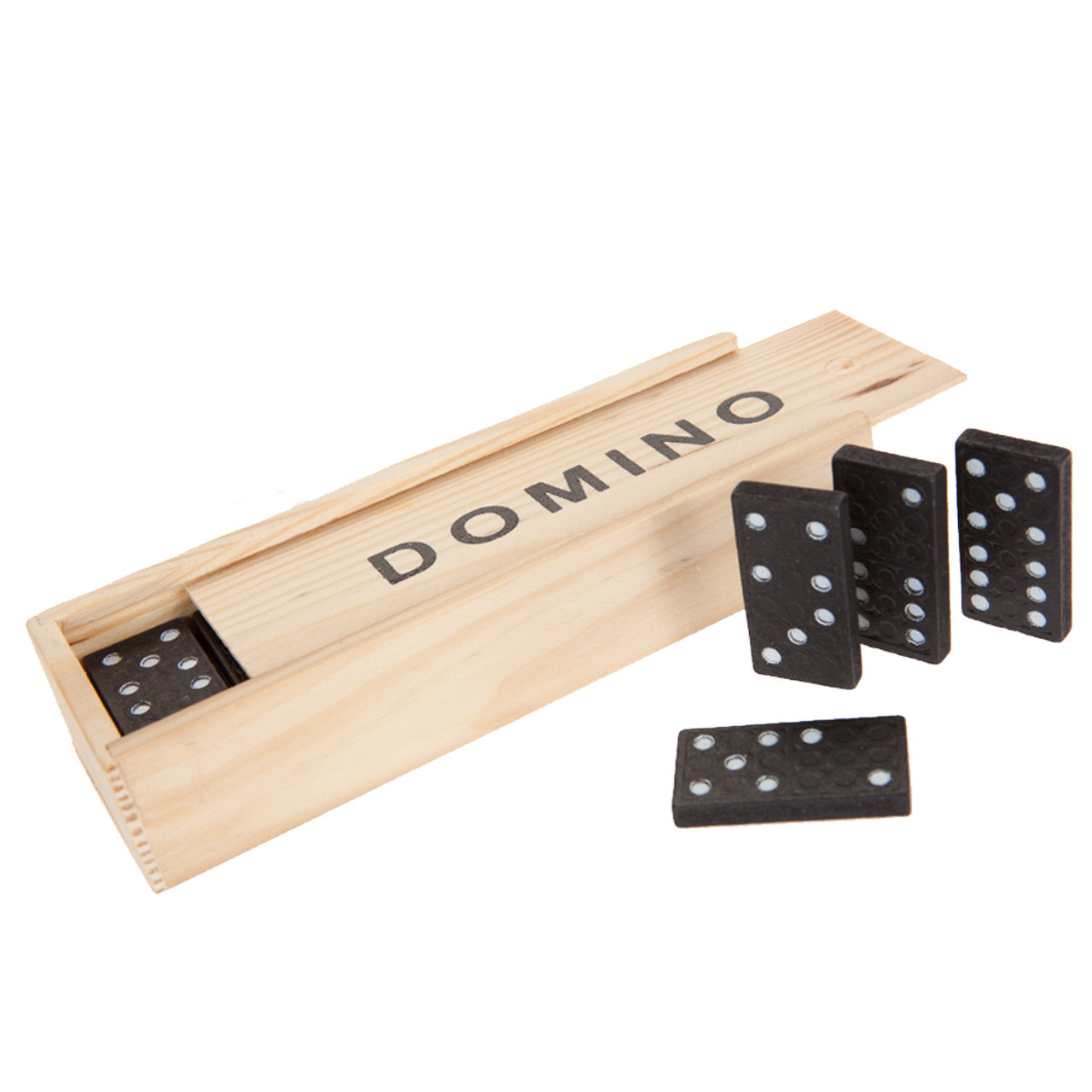 Wooden Box of 28 Dominoes 