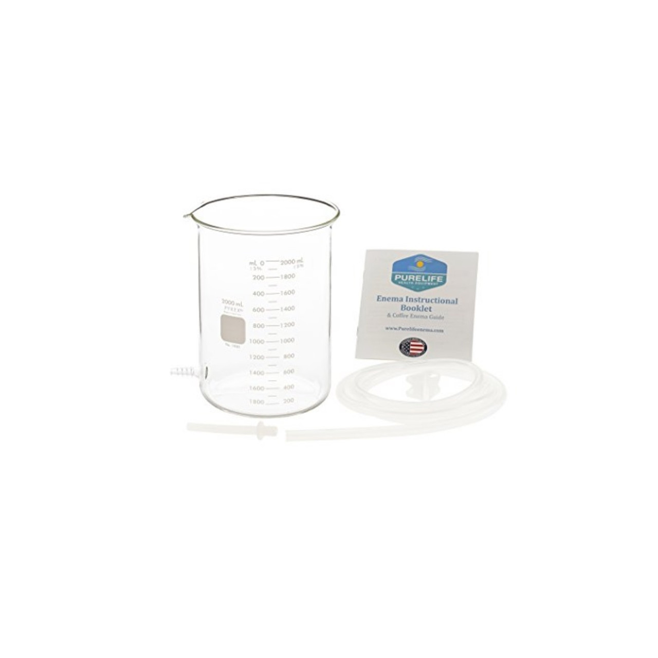 1 Qt Glass Enema Kit - Side Handle - European Glass - Pure Life Enema