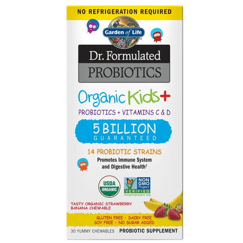 Garden of Life Dr Formulated Probiotics Organic Kids+ (Strawberry Banana) - 30 chewables