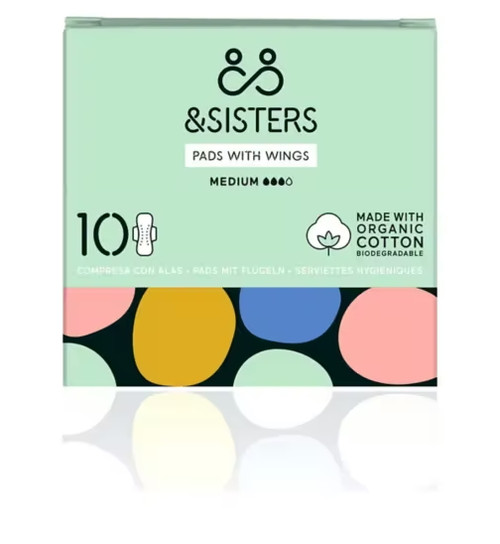 &Sisters Organic Cotton Pads with Wings (Medium) - 10pk