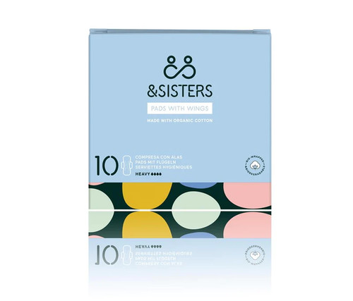 &Sisters Organic Cotton Pads with Wings (Heavy) - 10pk