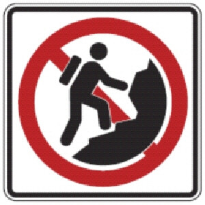 Black, Red, and White "No Rock Climbing" Sign, 18" x 18", High Intensity Prismatic Reflective