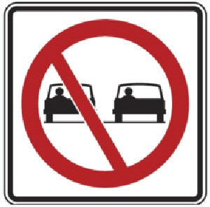 Black, Red, and White "No Passing" sign, 18" x 18" High Intensity Prismatic Reflective