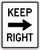 Black and White "Keep Right" sign, 24" x 30", High Intensity Prismatic, Reflective, Arrow Pointing Right