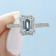 1.00 Ct. Emerald Cut Moissanite Tacori Halo Coastal Crescent Engagement Ring (P103EC7X5FW-M)