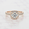 1.00 ct  Round Shape Earth Mined Diamond Engraved Halo Rose Gold Engagement Ring (2004908)