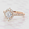 1.00 Ct. Round Shape Moissanite Unconventional Halo Rose Gold Engagement Ring (2006137)