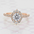 1.00 Ct. Round Shape Moissanite Unconventional Halo Rose Gold Engagement Ring (2006137)