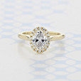 1.00 ct Oval Shape Lab Cultivated Diamond Halo Yellow Gold Engagement Ring (2006086)