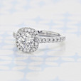 0.90 ct Round Shape Lab Cultivated Diamond Cushion Halo White Gold Engagement Ring (2006380)