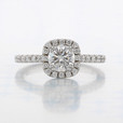 0.90 ct Round Shape Lab Cultivated Diamond Halo White Gold Engagement Ring (2006745)