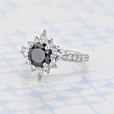 1.20 ct Round Shape Black Diamond Halo White Gold Engagement Ring (2006448)