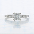 0.80 Ct. Princess Shape Moissanite Engraved White Gold Engagement Ring (2006840)