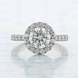 1.30 ct Round Shape Lab Cultivated Diamond Halo White Gold Engagement Ring (2006860)