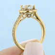 1 ct Round Gabriel Halo Pavé Yellow Gold Engagement Ring (GC46-YG)