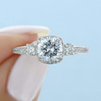 1.00 Ct. Round Moissanite Tacori Dantela Three-Stone Engagement Ring (2623RDSMP-M)