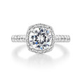 2.00 Ct. Round Moissanite Platinum Tacori Petite Crescent Engagement Ring (HT254725CU8-M)