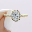 1.50 Ct. Oval Shape Moissanite Rose Gold Tacori Halo Petite Crescent Engagement Ring (HT257215OV8X6-M)