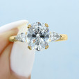 3.00 Ct. Oval Shape Moissanite Tacori Yellow Gold RoyalT Three-Stone Engagement Ring (HT2628OV10X8Y-M)