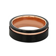 Black Tungsten Carbide 8mm Men's Rose Gold Stripe Wedding Band (11-6059R)