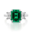 3 ct Green Emerald Three-Stone Engagement Ring (TR93)