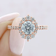 1 ct Round Unique Halo White Gold Engagement Ring (CR25-WG)