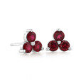 14K White Gold Ruby Cluster Earrings (22132R)