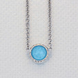 Crescent Embrace Petite Neo-Turquoise Fashion Necklace (SN15405)