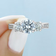 1.25 ct Round Three Stone Pavé Engraved Engagement Ring (EN43)