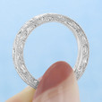 18K White Gold Engraved Pave-Set Diamond Band (LB199)