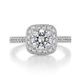 1 ct Round Halo Pavé White Gold Engagement Ring (CR68B)