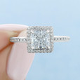 1.50 ct Princes Halo Pavé White Gold Engagement Ring (DC24)