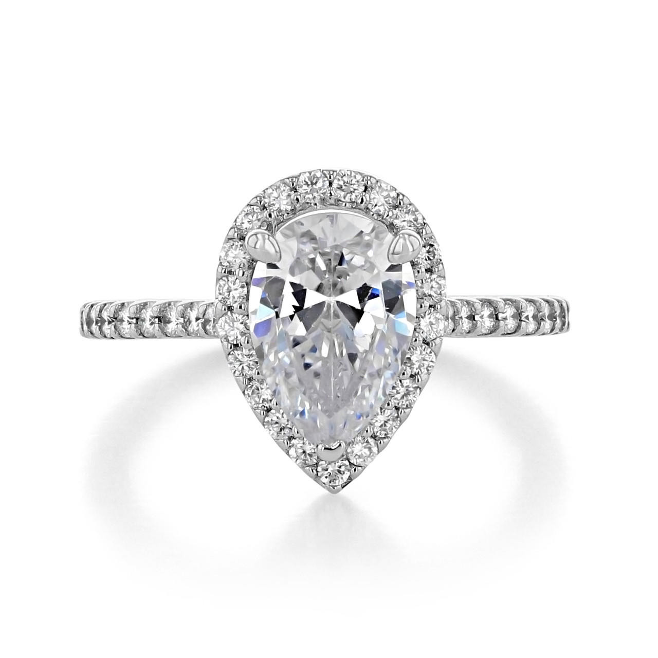 Vera Wang Love Collection 1 CT. T.W. Pear-Shaped Diamond and Sapphire  Double Frame Engagement Ring in 14K White Gold | Zales Outlet