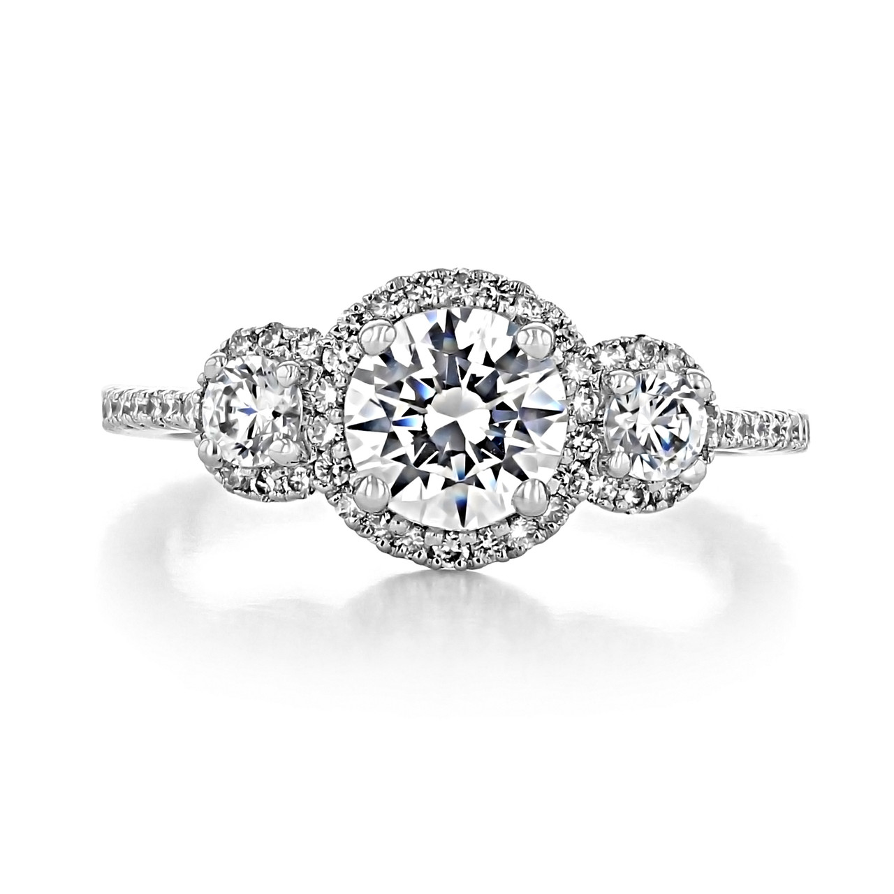 Classic Oval Three-Stone Diamond Engagement Ring With Pear-Shape Side  Diamonds S3225 - Fana