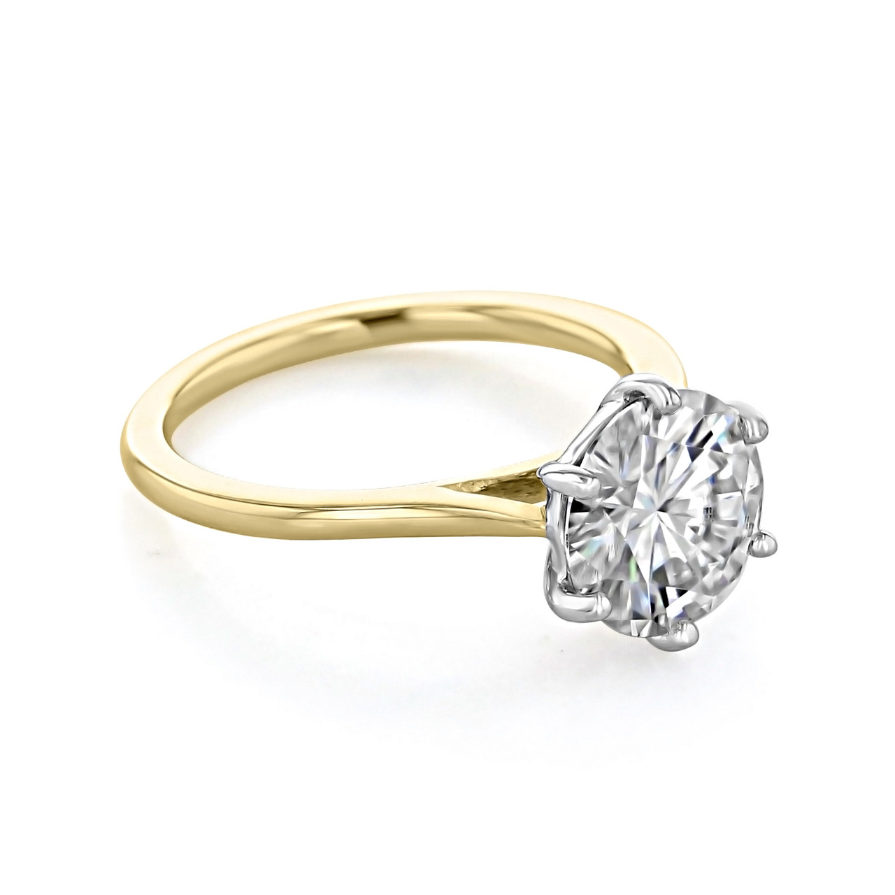 2 Carat Moissanite 14K Yellow Gold Solitaire Engagement Ring 6 Prong Forever One - 3 Carat 9mm Round Forever ONE-classic Bridal 3 Carat (9mm) / 5.75