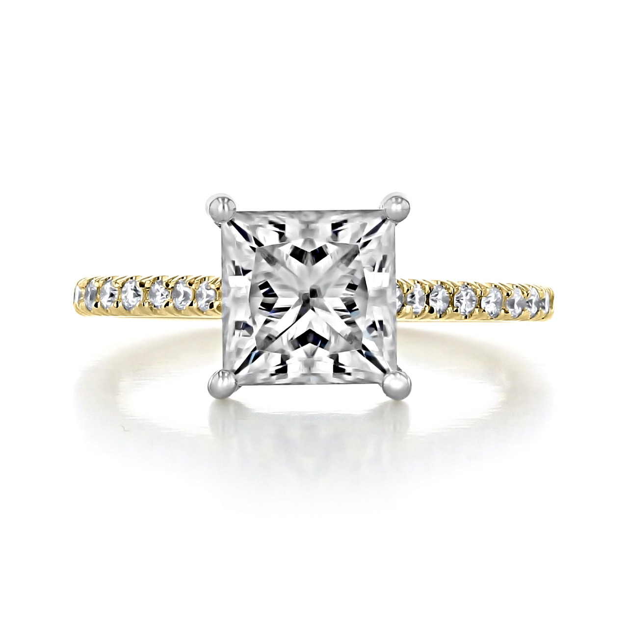 2.00Ct Radiant Cut Moissanite Diamond Engagement Ring 14K White &Yellow Gold 