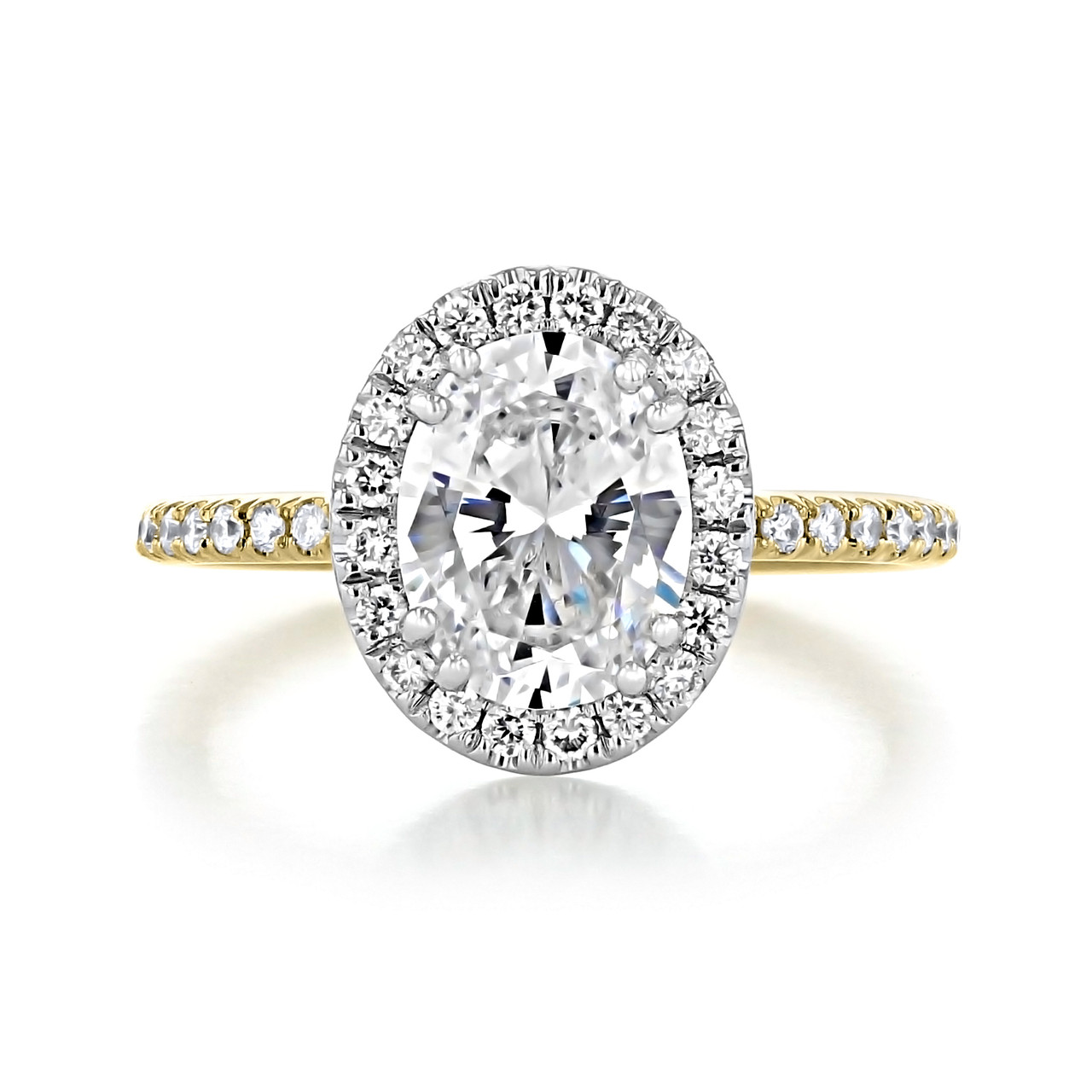 2.00 Ct. Oval Shaped Moissanite Two-Toned Halo Engagement Ring - CR16OV-M | Icing on The Ring