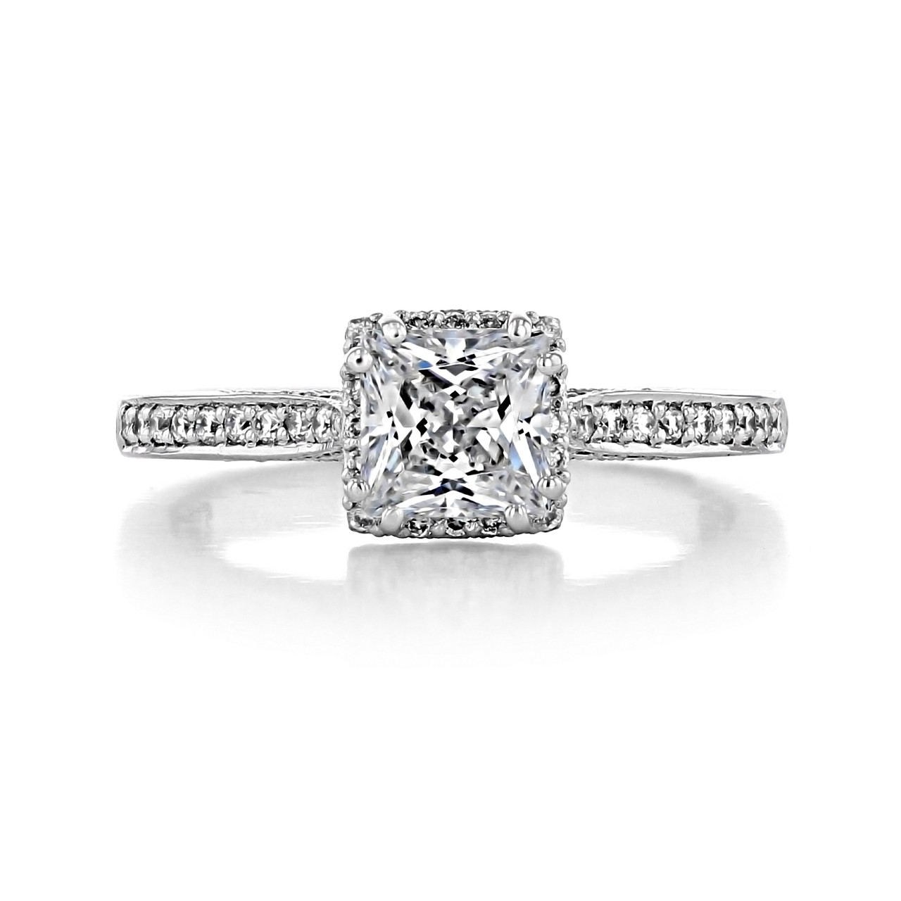 Prin: Solitaire Princess Cut Diamond Engagement Ring with Petal Basket |  Ken & Dana Design