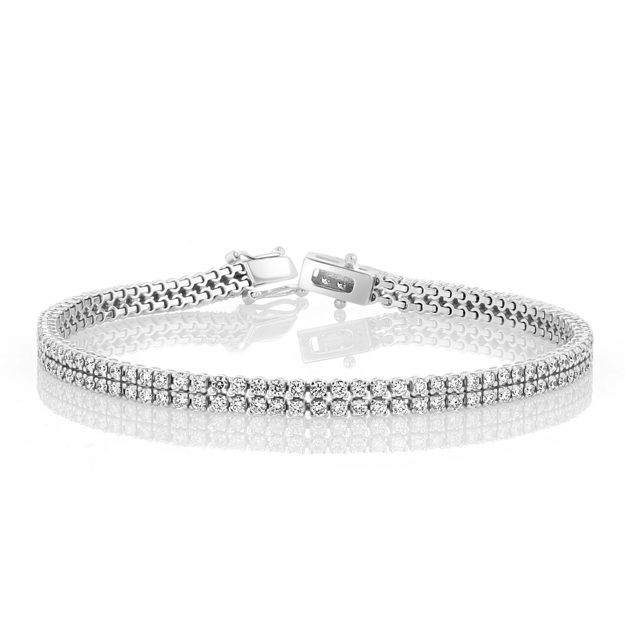 Silver 4mm Classic Tennis Bracelet with Double Security Clasp