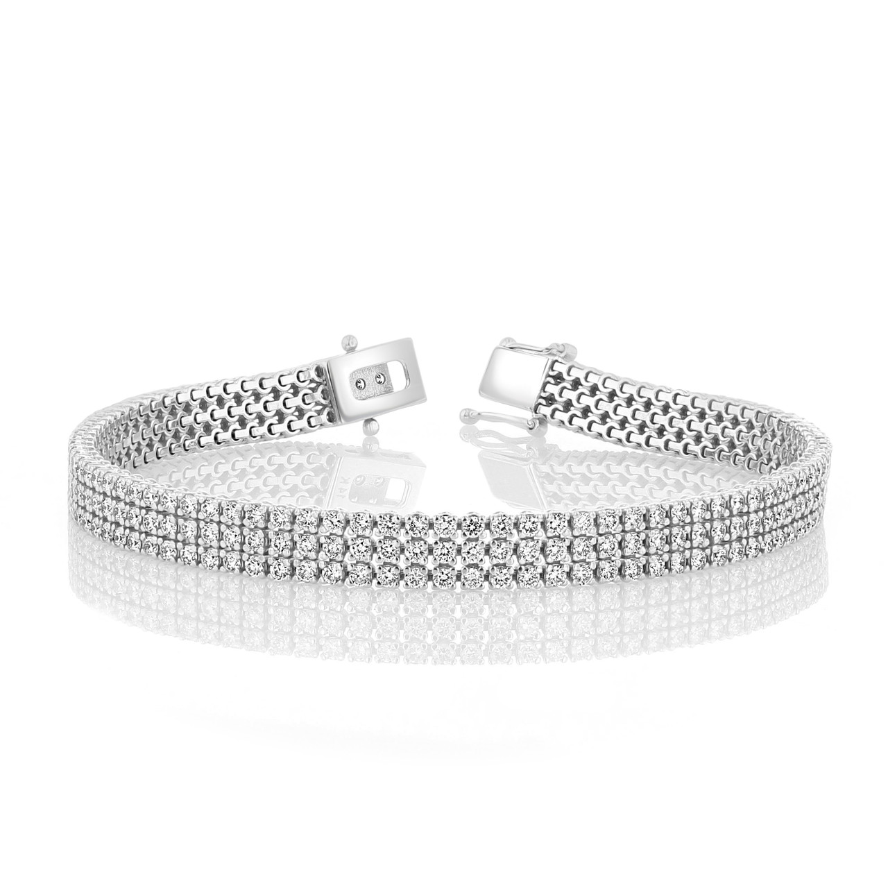 Buy Round Brilliant Diamond Tennis Bracelet 3.09 ctw 14k White Gold Online  | Arnold Jewelers