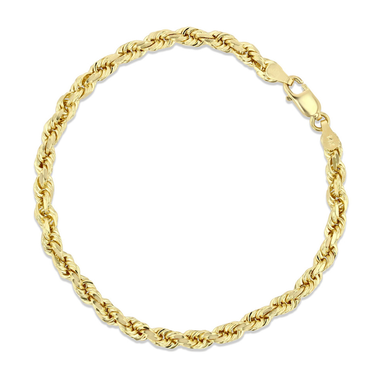 14K Solid Gold Handmade 7mm Rope Bracelet