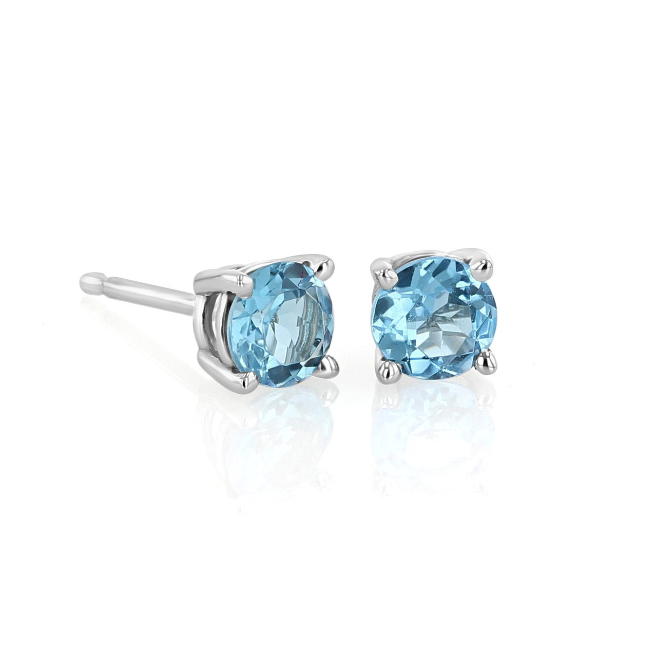 Blue Topaz and Diamond Drop Stud Earrings in 14K Yellow Gold – Oaks Jewelry