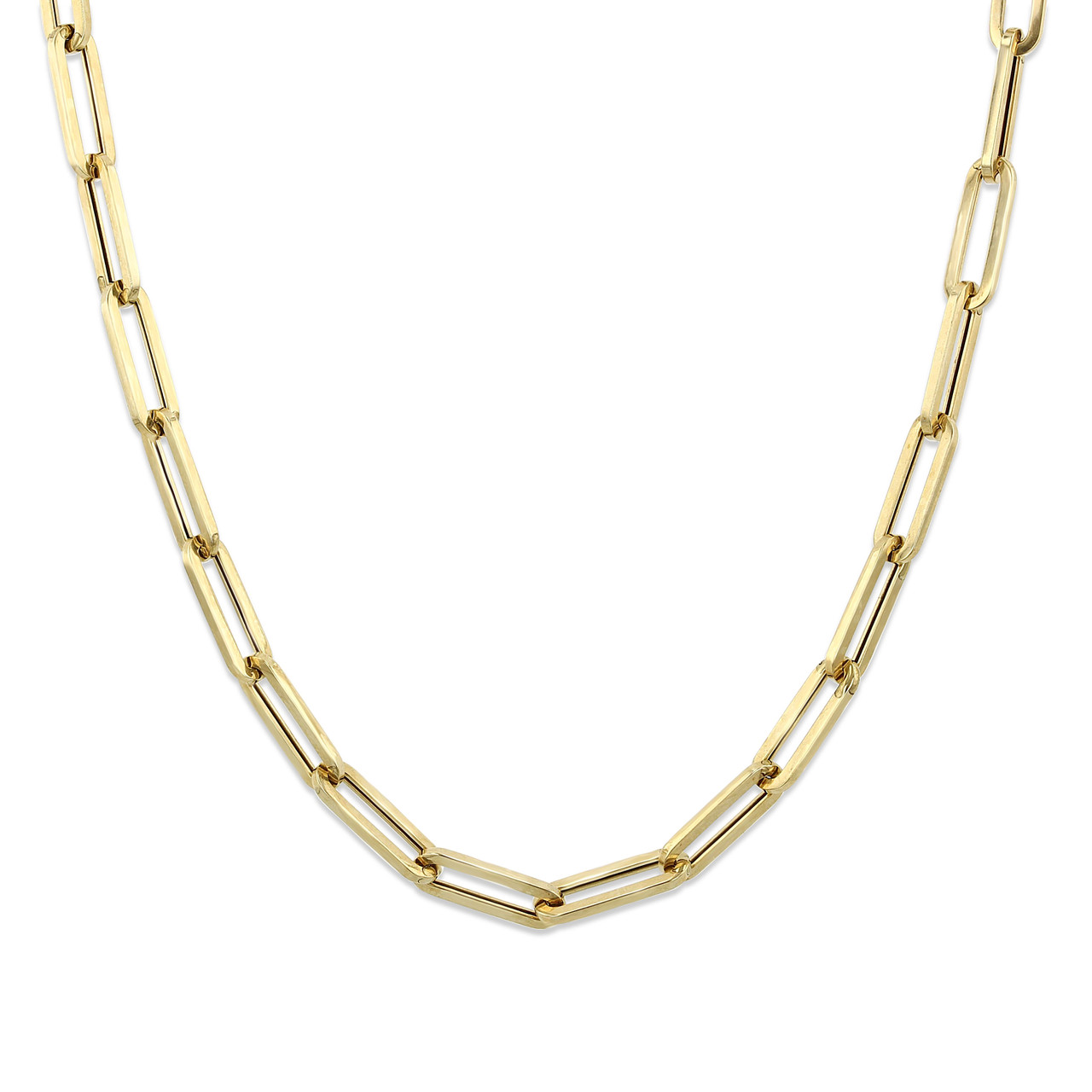 Paper clip Necklace in 14Kt Gold | Las Villas Jewelry