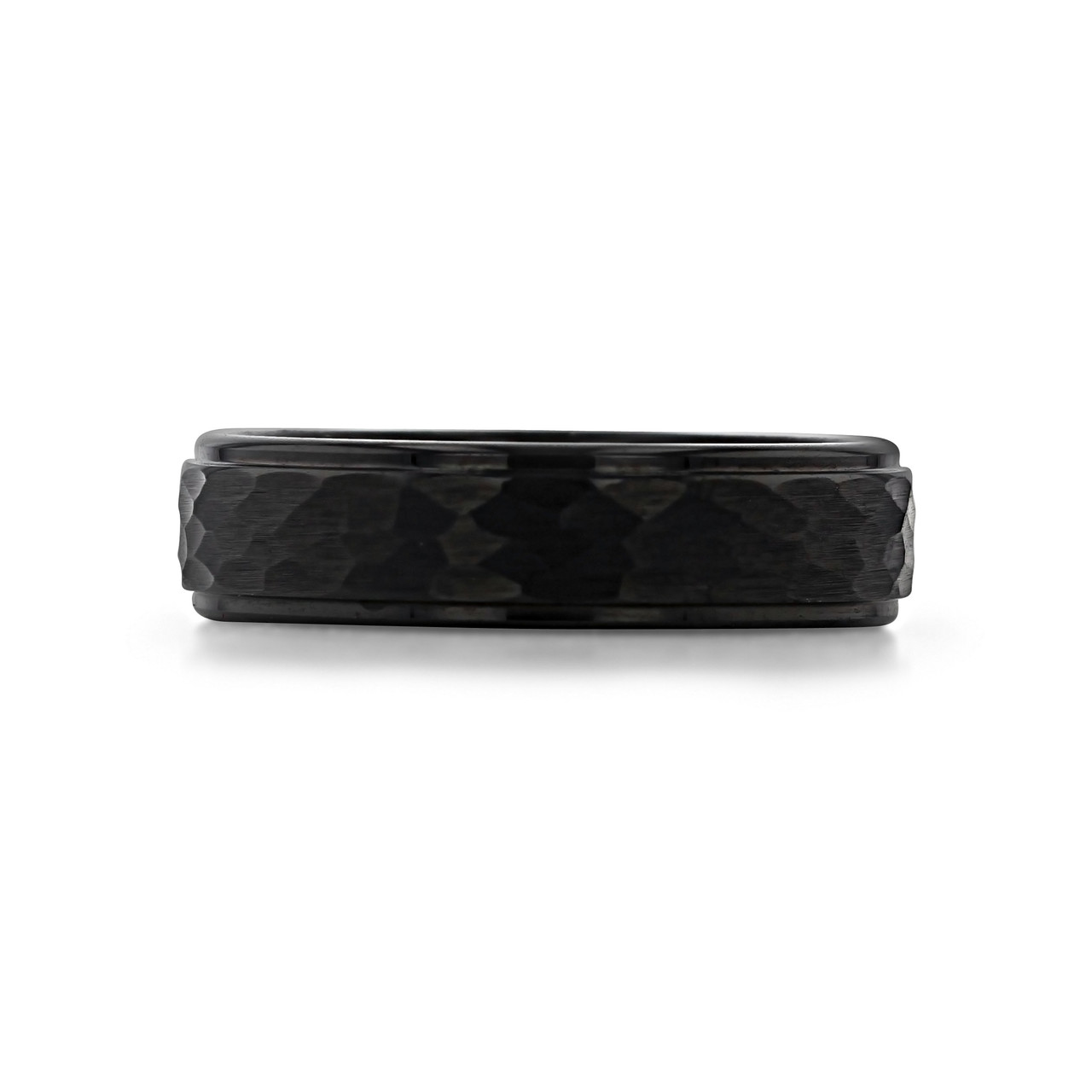 8MM Tungsten Carbide Ring Hammered Edge To Edge - Triton Jewelry