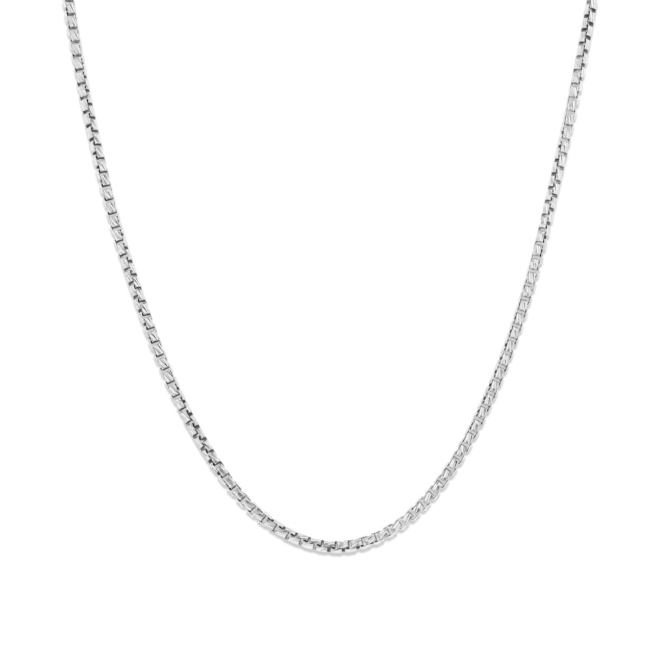 Men's Silver Box Chain Necklace | CH14RBW-22 | Icing On The Ring