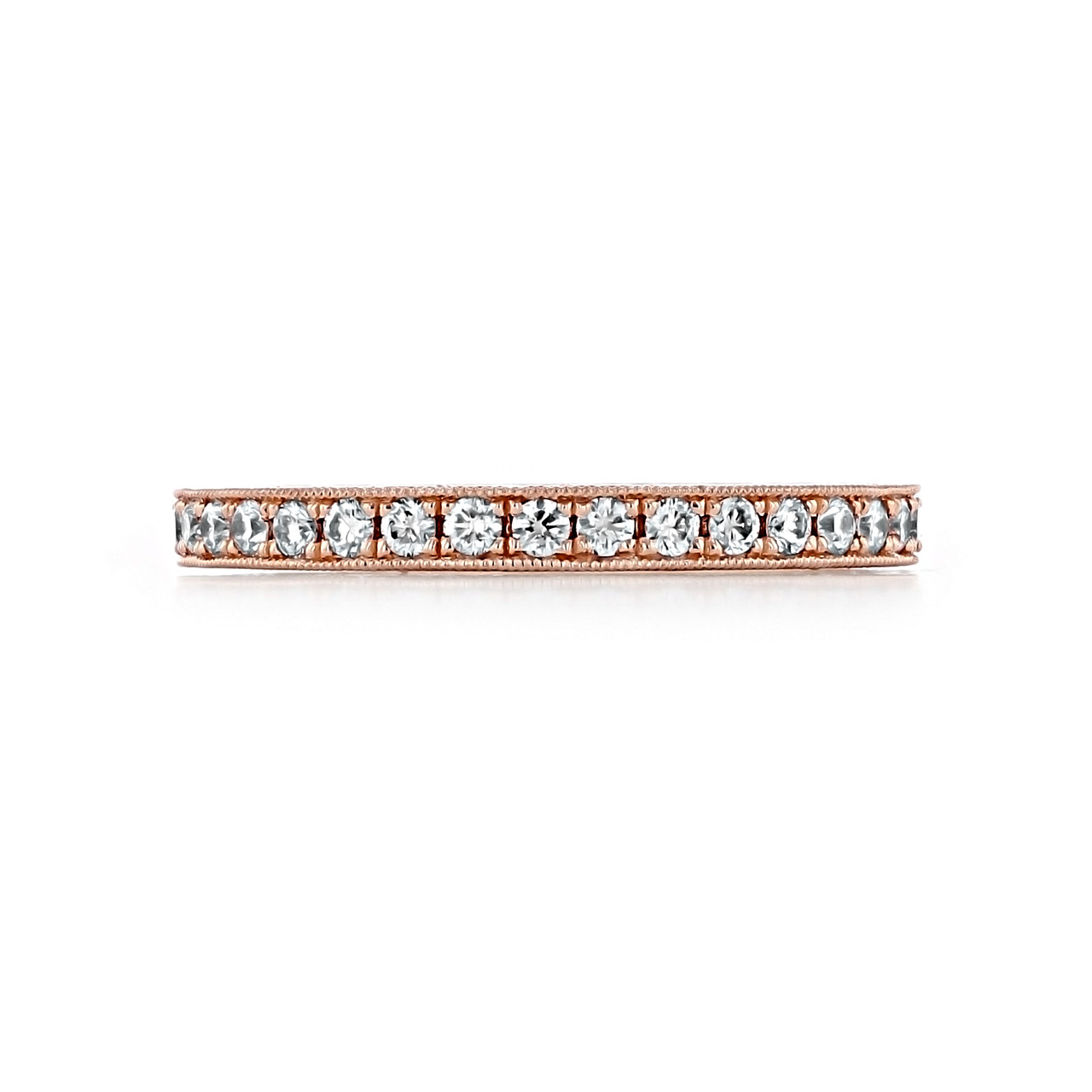  14K Rose Gold Halfway Diamond Anniversary Band Wedding Ring For  Women : Handmade Products