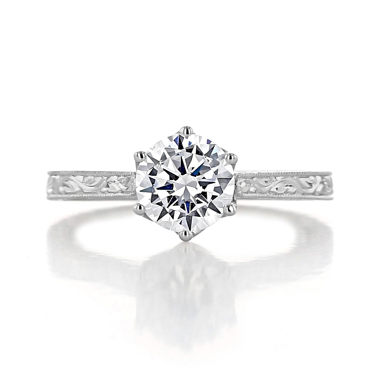 6-Prong Engraved Solitaire | Icing On The Ring | EV8