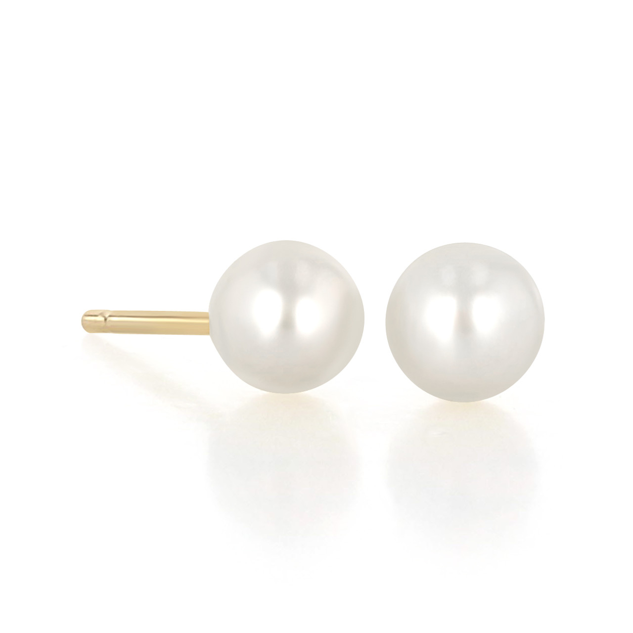 4mm Yellow Gold Cultured Freshwater Pearl Stud Earrings | Ben Garelick