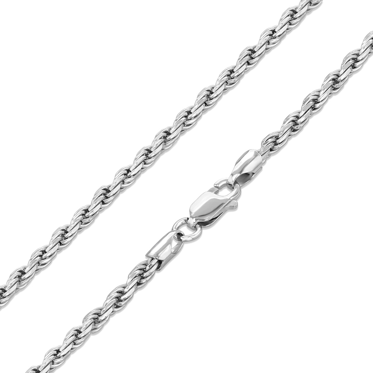 Men's Rhodium Plated Rope Chain (CH28RW-22)