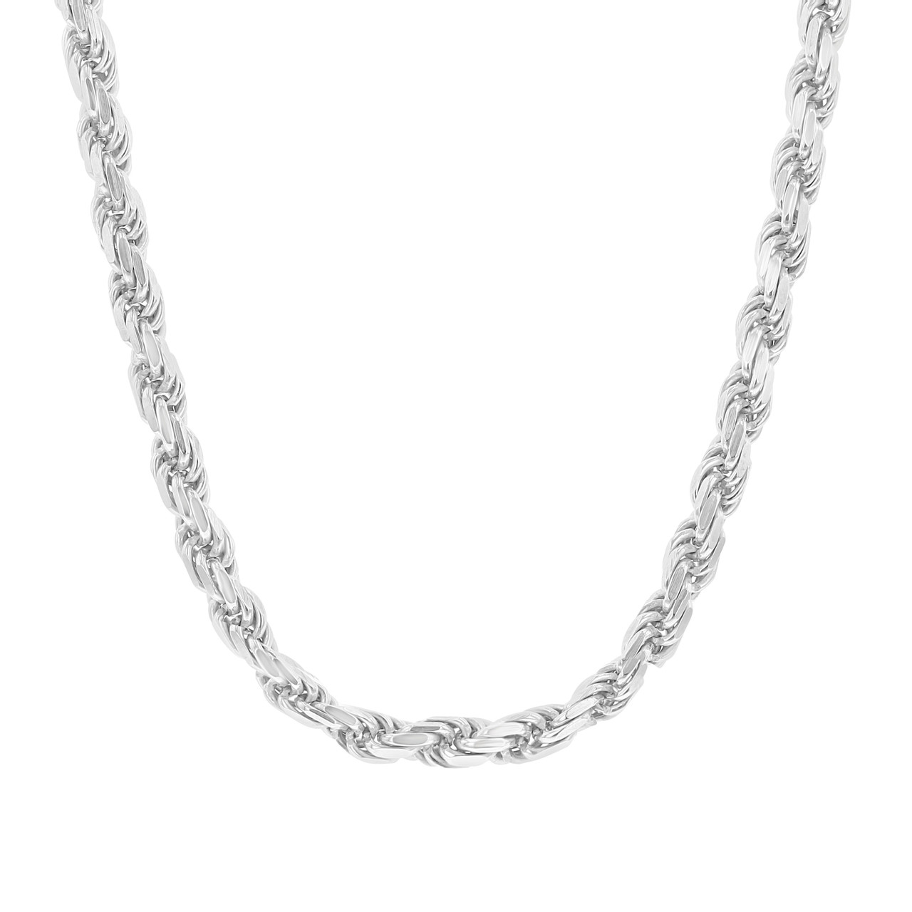Rhodium Plated 4.5mm Rope Chain - CH45RW-20 | Icing On The Ring
